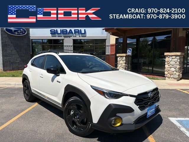 2026 Subaru CROSSTREK Sport Hybrid in Crystal White Pearl — front three-quarter view