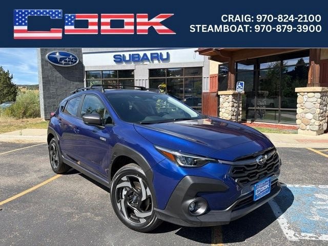 2026 Subaru CROSSTREK Limited Hybrid in Sapphire Blue Pearl — front three-quarter view