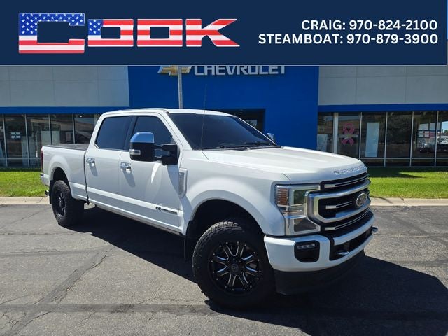2022 Ford F-350SD Platinum in White — front three-quarter view