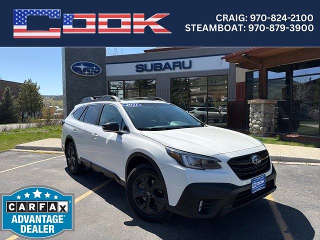2021 Subaru Outback Onyx Edition XT in Crystal White Pearl — front three-quarter view